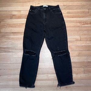 🍊A&F | mom | Curve Love | high rise jean | distressed black Abercrombie & Fitch
